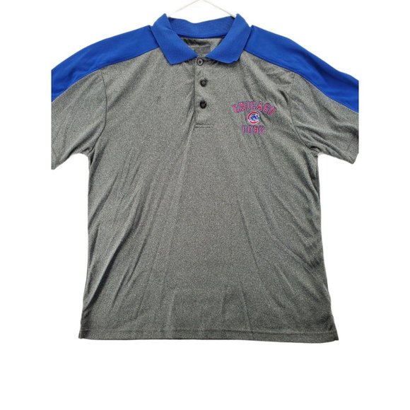 MLB CHICAGO CUBS Shirt Men’s Short Sleeve Embroidered Polo Grey Large - Picture 2 of 8